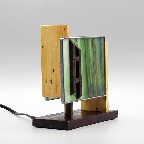 Small Arizona Mission Lamp — a modern Frank Lloyd Wright inspired stained glass accent lamp/night light (free shipping)