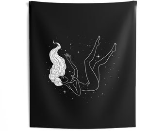 Girl Falling Indoor Wall Tapestries