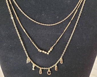 Stunning gold layer chain astrology zodiac constellation necklace: Pisces