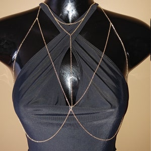 Beautiful simple gold body chain breast chain bra image 1