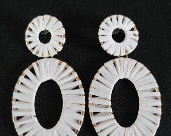 Beautiful white and gold wrapped hoop earrings!