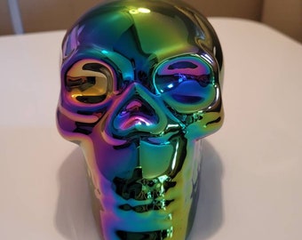 Beautiful iridescent multicolored rainbow glass skull!