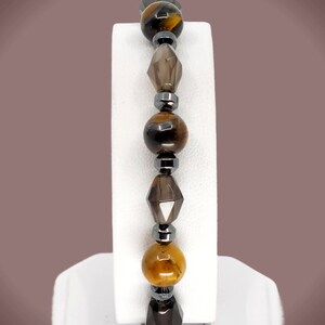 Smoky Quartz, Hematite, and Tiger's Eye "Stress Relief" Gemstone Bracelet