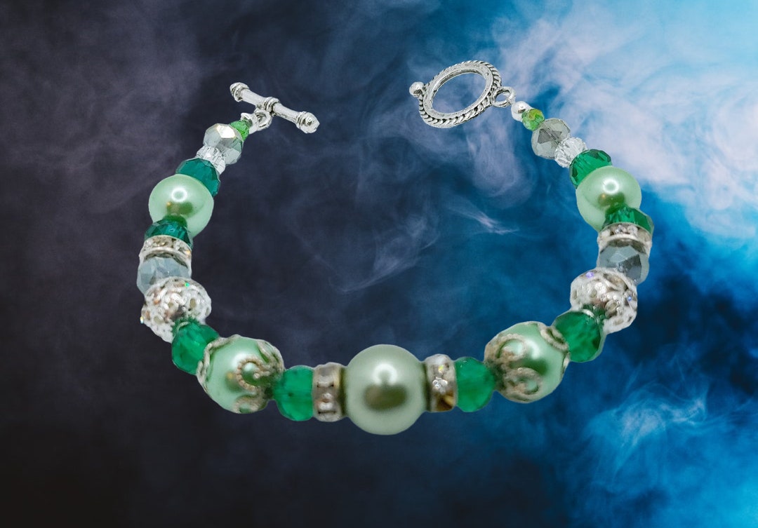 Bracelet en Argent et Cristal Vert main image 0