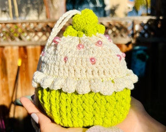 Sac à cordon de serrage Cupcake fait à la main avec saupoudrage - 100% coton naturel
