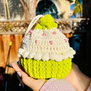 Handmade Cupcake Drawstring Bag with Sprinkles - 100% Natural Cotton