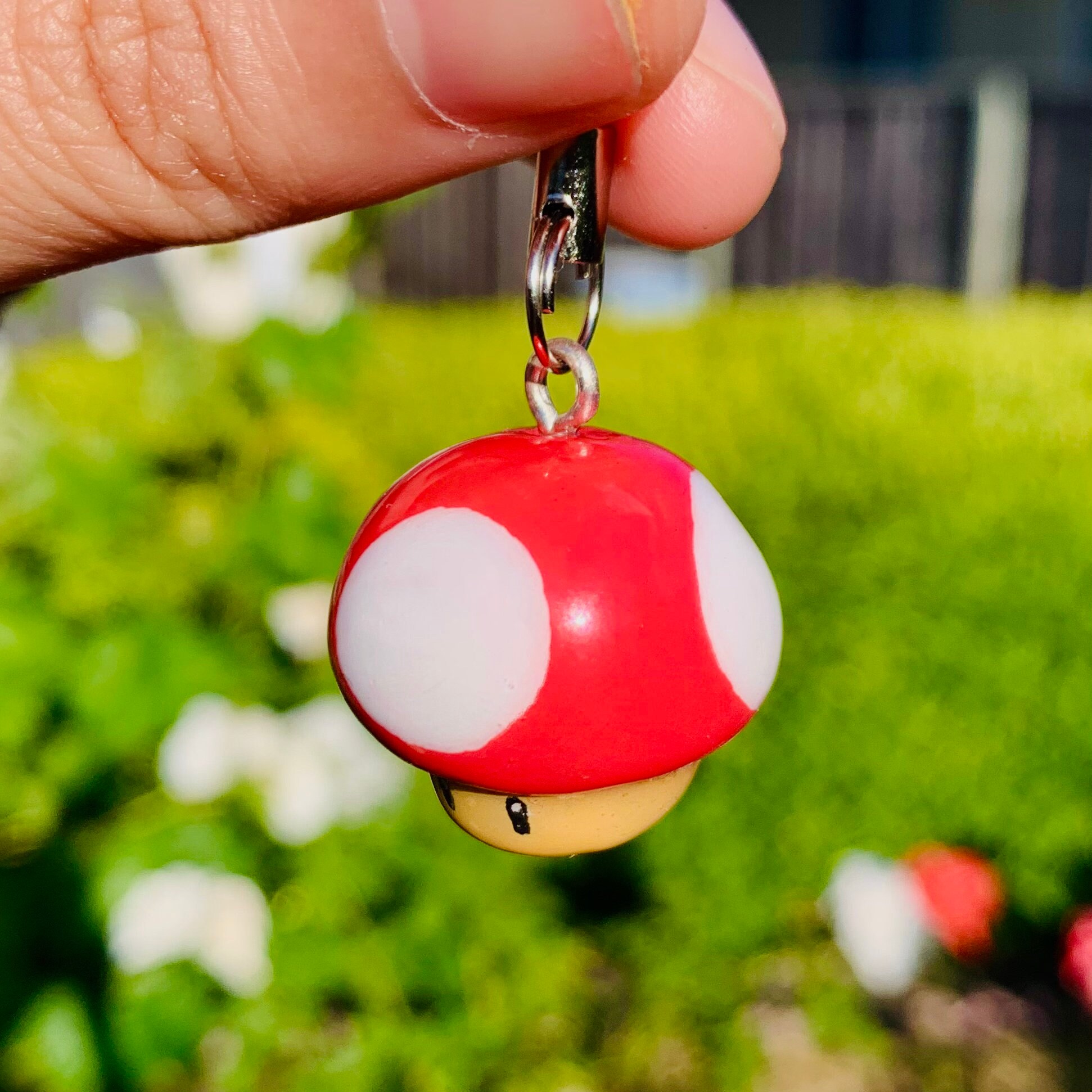 Super Mario Mushroom Charm on Keychain & Lanyard | Etsy