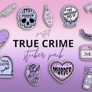 Pastel True Crime Stickers - vinyl stickers, set of 12
