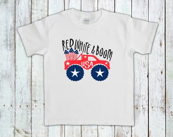 Red White & Boom Truck - Youth and toddler shirt