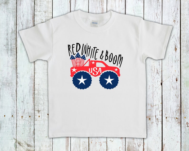 Red White /& Boom Truck Youth and toddler shirt