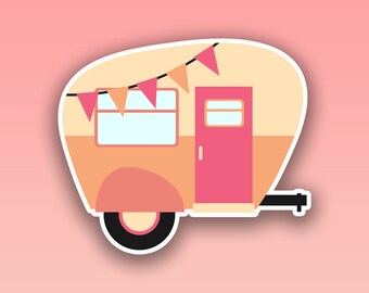 Camper Die Cut Sticker - 2 inch Die Cut Sticker