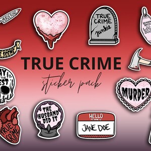True Crime Stickers - vinyl stickers, set of 12