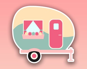 Camper Die Cut Sticker - 2 inch vinyl sticker