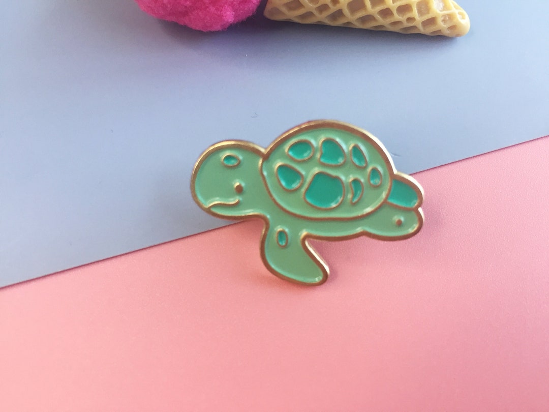 Cute Cartoon Turtle Pin Enamel Pin Enamel Pins Lapel Pin Hard Etsy
