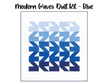 Modern Waves Quilt Kit (85" x 91") - Blue