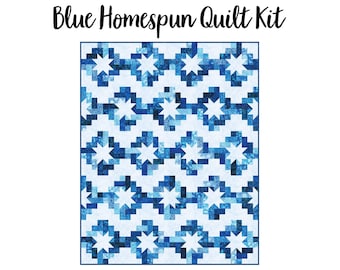 Blue Homespun Quilt Kit (64" x 80") -- Ft. Bubble Blues fabric from Robert Kaufman