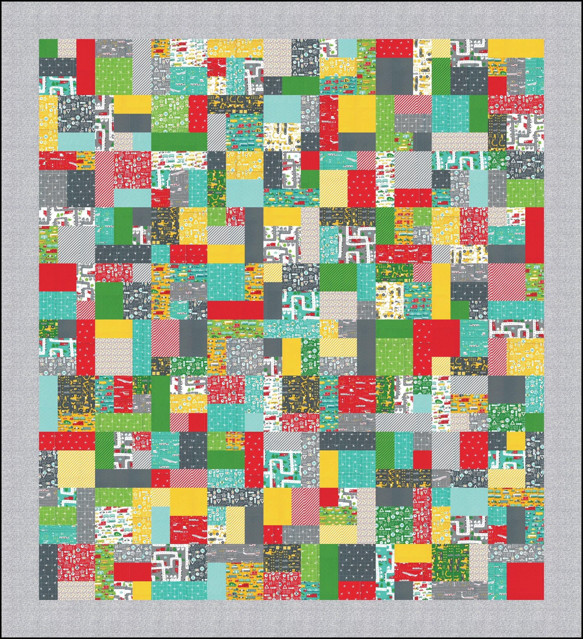 On the Go Yellow Brick Road Quilt Kit 93 X 102 Ft. Moda Fabric by Stacy