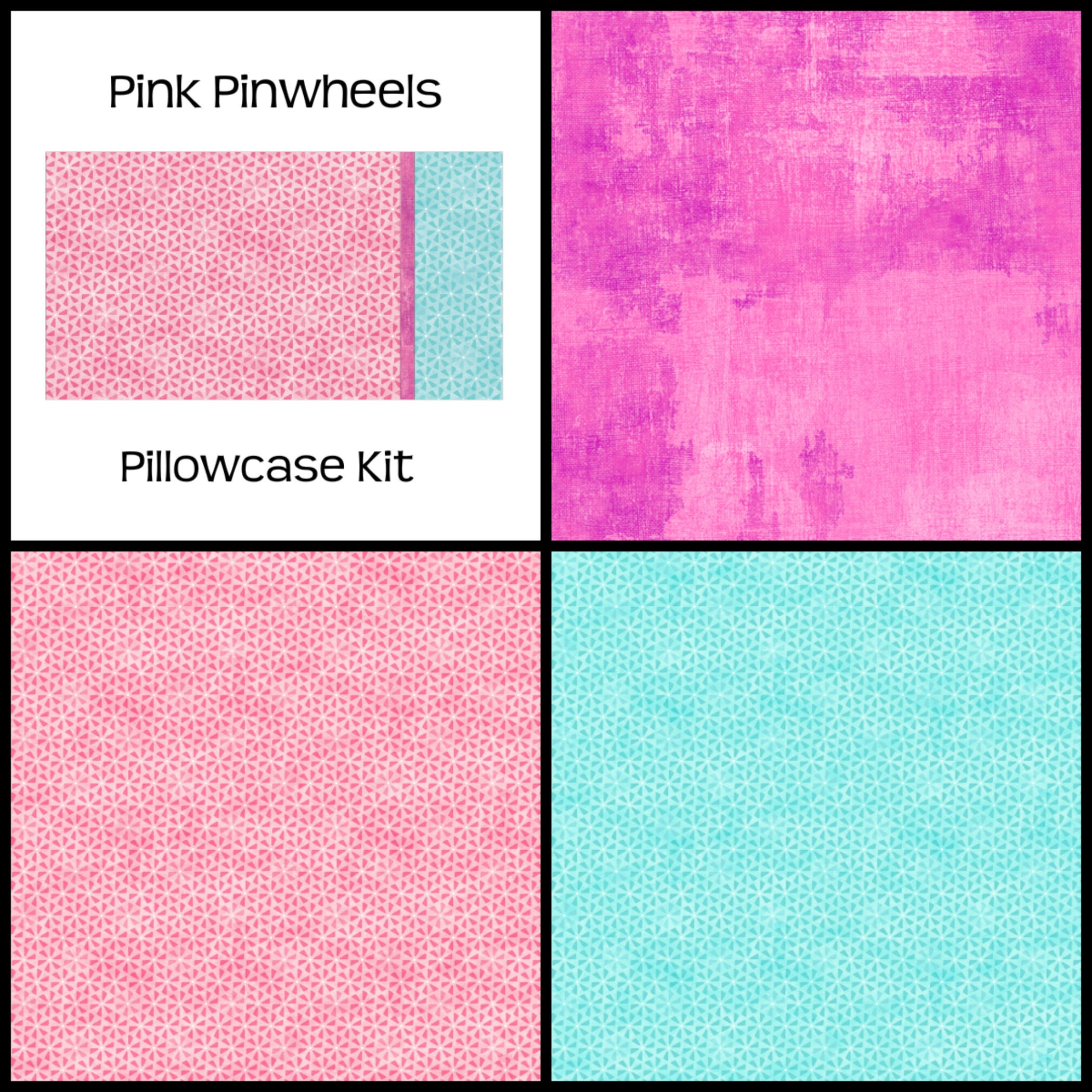 Roll & Sew Pillowcase Kit Pink Pinwheels Pillowcase Kit // Etsy