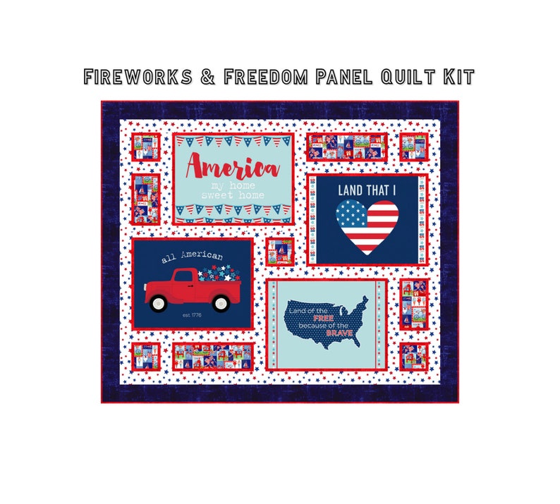 Fireworks & Freedom Panel Quilt Kit 61 x 51 image 1