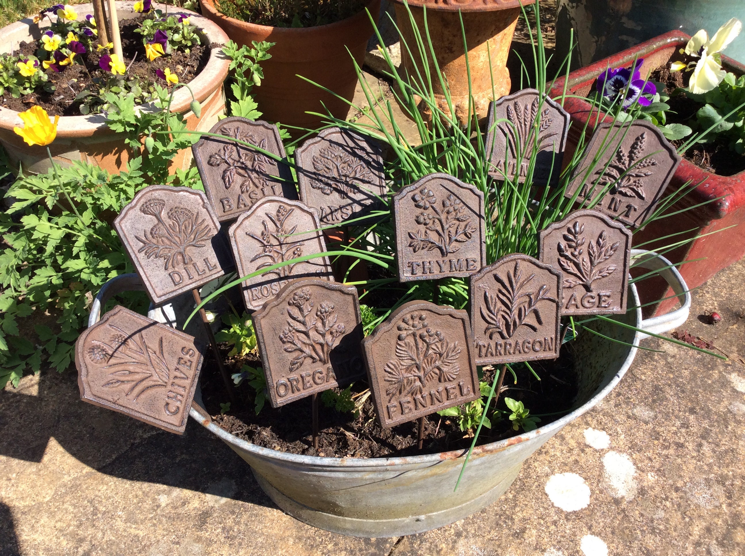 12 x Herb markers cast iron in a Victorian style ideal gift Etsy