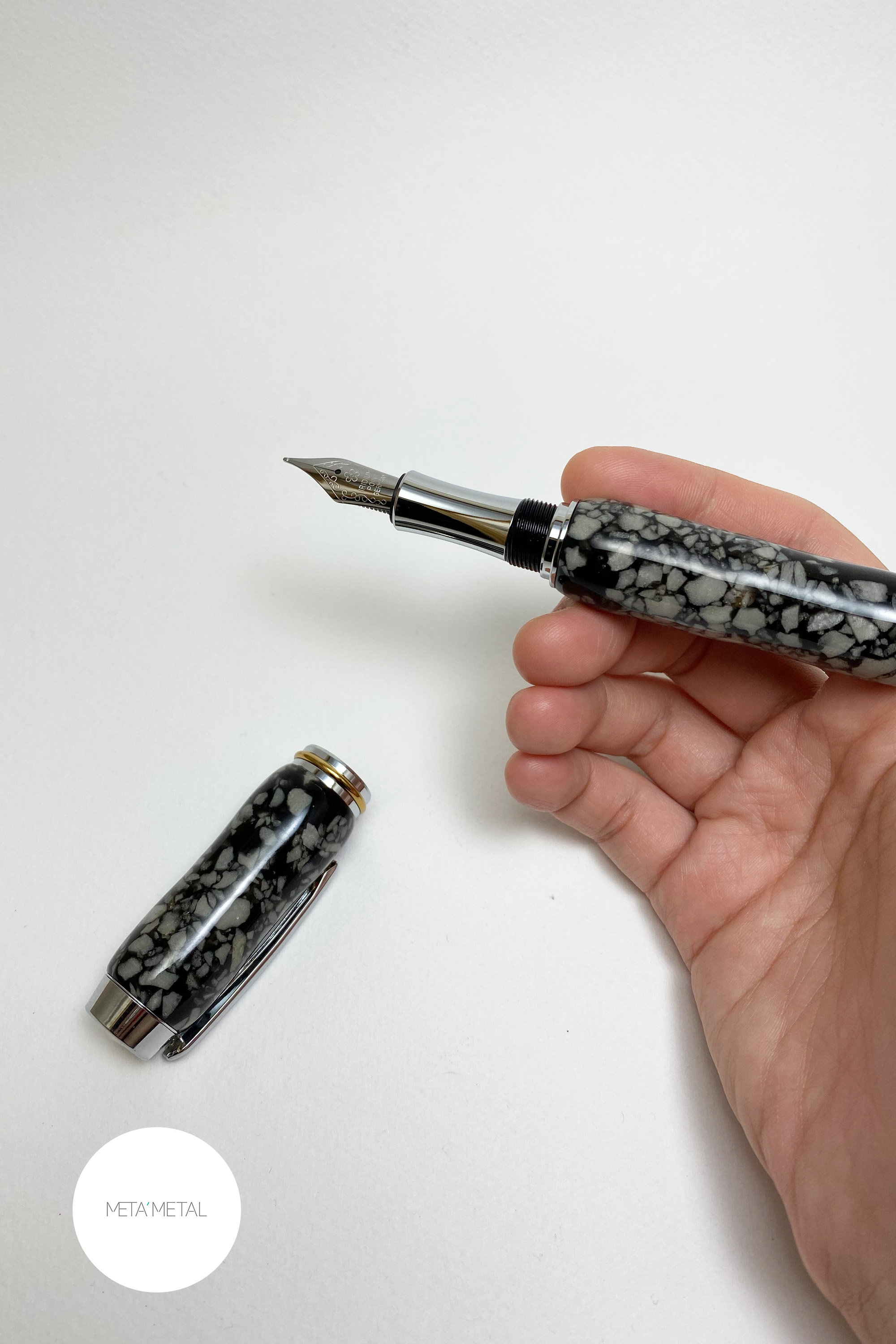 Custom Engraved Fountain Pen Black and White Hand Turned Etsy