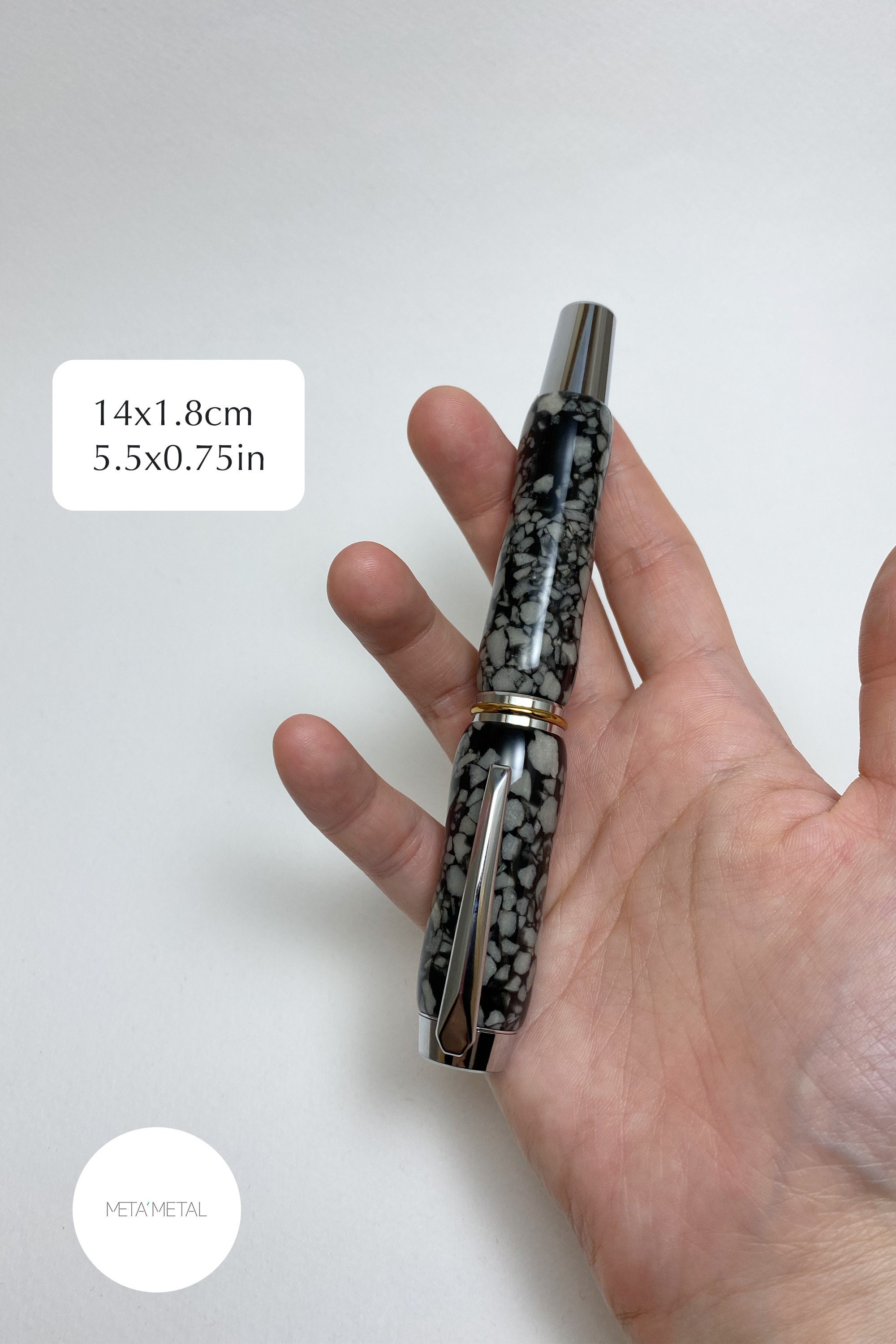 Custom Engraved Fountain Pen Black and White Hand Turned Etsy