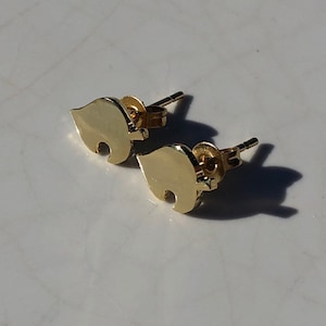 Gold plated leaf stud earrings, Animal Crossing earrings, delicate earrings,AC earrings, minimalist studs,gold Animal Crossing earrings image 4