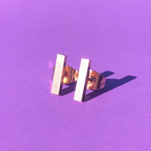 Rose gold bar stud earrings, delicate bar earrings, gold geometric earrings, minimalist bar studs, dainty bar studs