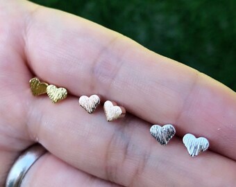 Tiny heart earrings, heart stud earrings, delicate heart earrings, heart studs, minimalist heart studs, gifts for her