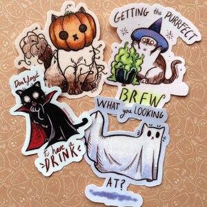 Paquet de pépins d'Halloween Otoño I Lindo gatito Gato Bruja Vampiro Fantasma Calabaza