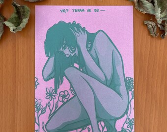 Green Pain Print / Poster Wall decor, Artwork, Illustration / Spring, Magical  Flowers / Emotion Art / Art  WITHOUT FRAME