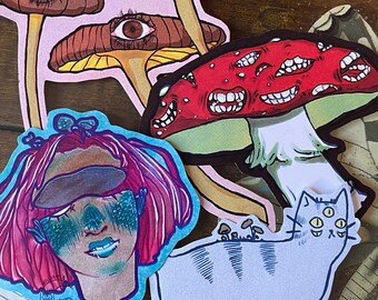 Oddities Sticker Pack #1 Mushrooms Cottagecore Goblincore Fairycore