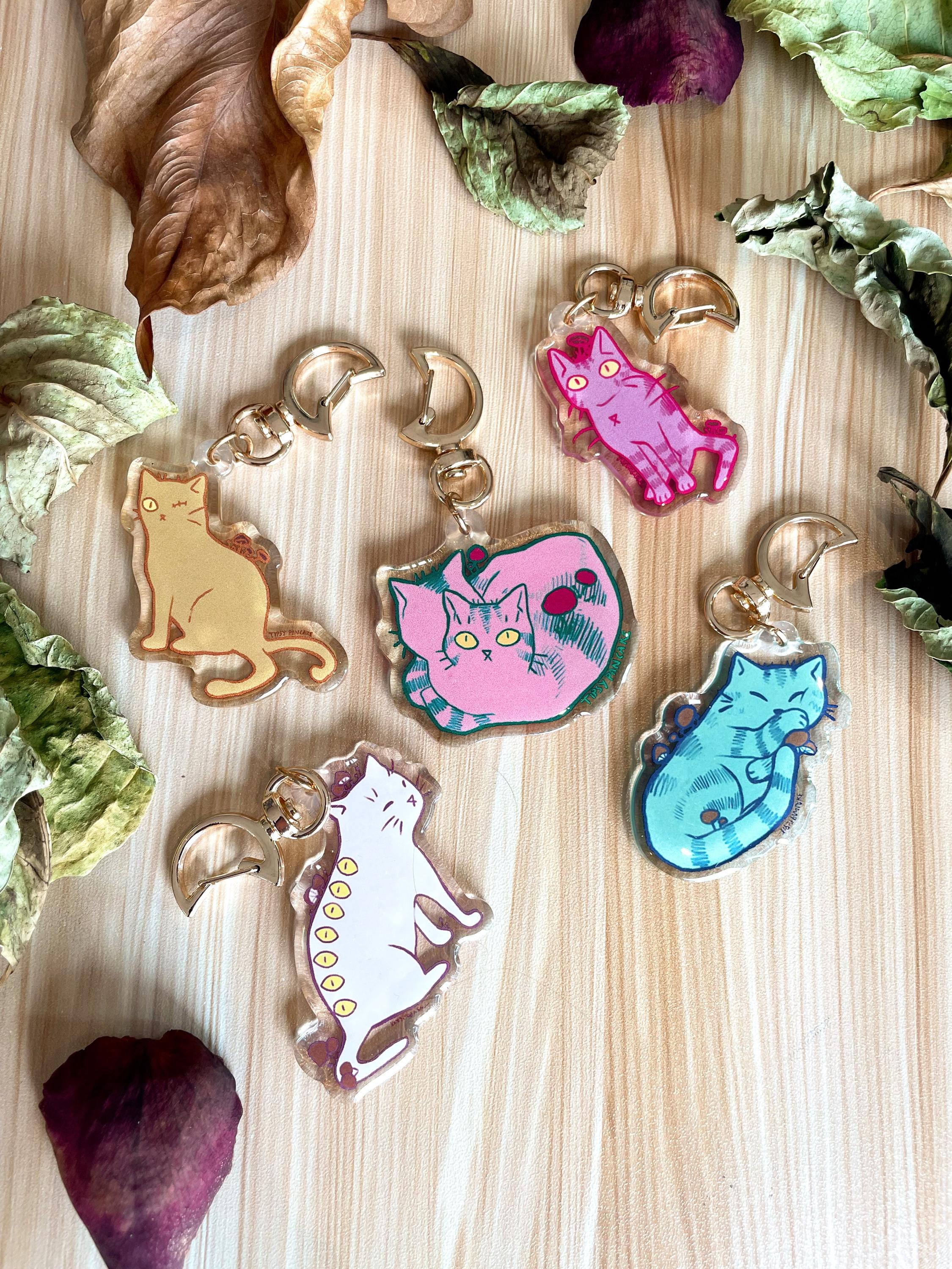 Kitty Cat Mushroom Cottagecore Keychain Goblincore Charm Nature inspired Metamorph Weird Cats