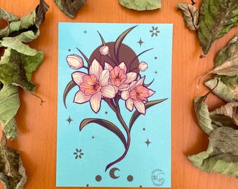 Print Daffodil Flower Pearl Paper Print Beautiful Cute Gift Size A6 Wall Poster, Art WITHOUT FRAME