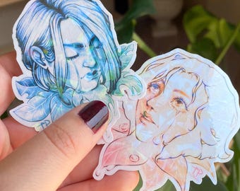Holographic Flower Girl Sticker: Iridescent Waterproof Vinyl Decal for Laptop, Journal and for Gift