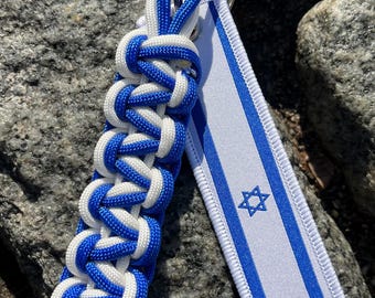 Stehen Sie mit Israel Blau und Weiß Schlüsselbund für Israel Liebhaber Unterstützung Israel Schlüsselbund Judäa Chanukka Geschenk Jüdischer handgemachter Paracord Schlüsselbund