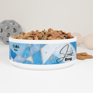 Dog Bowl for Jewish Dog with Star of David Design, Ceramic 16oz Dog Food Bowl, Fun Pet Supplies, Jewish Dog Lover Gift