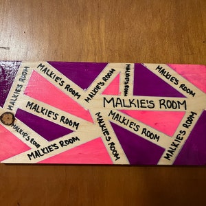 Personalized Wood Name Sign for Girl’s Bedroom, Custom Name Sign; Personalized Kids Door Sign, Nursery Name Sign, Custom Kids Room Wall Art