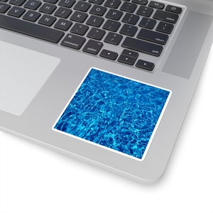 Blue Swimming Pool Lines Square Sticker; Laptop Sticker, Swimming Pool Art, Summer Art, Water Bottle Sticker, Summer Decorpool decor