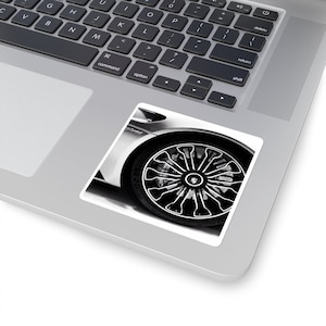 Square Sticker for Car Lover; Laptop Sticker, Multiple Size Options, Car Photography, Garage Decor, MADE IN USA