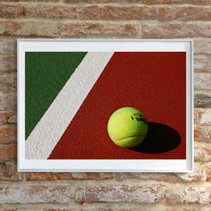 Printable Wall Art Photography: Digital Download of Tennis Court & Tennis Ball, Sports Wall Art, Instant Download, Game Room Decor
