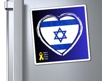 Heart of Israel Magnet, Jewish Pride Decor, Bring Them Home Now Support, Israeli Flag Gift, Stand With Israel, Yellow Ribbon Hostage Magnet
