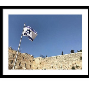 Printable Wall Art Photography; Digital Download of Israel Flag at Western Wall Jerusalem, Judaica Wall Art, Judaica Decor, Instant Download