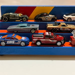 Orange Track Colored Toy Car Display for Hot Wheels Cars in Blisterpack, Tabletop Hot Wheels Display, Toy Car Shelf, Hot Wheels Shelf