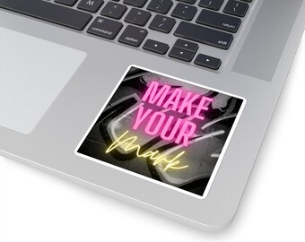 autocolante quadrado para pc com citações motivacionais; Várias opções de tamanho, adesivo inspirador, presente de empreendedor, presente de artista, presente de formatura