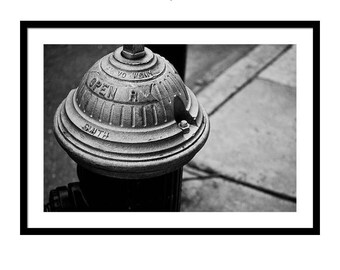 Printable Wall Art Photography: Digital Download of Fire Hydrant in Black and White, Fine Art Print, Instant Download, Firefighter Gift