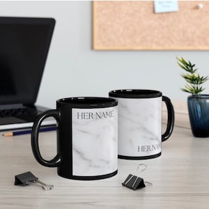 Black Personalized Name Mug for Her, Valentine&#39;s Day Gift for Her, Anniversary Gift, Mother&#39;s Day Gift, Personalized Gift, Custom Name Mug