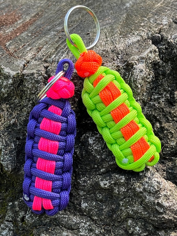 Paracord Survival Keychain Neon Colors, Military Wife Gift