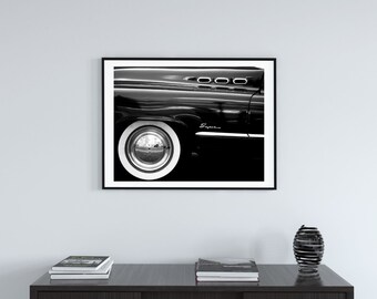 Printable Wall Art Photography: Digital Download Classic Car in Black and White, Antique Car Photography, Fine Art Print