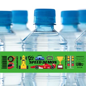 Wasserflaschenetiketten für Race Car Boy Birthday Party Größe 8 oz; Digitaler Download, druckbare Etiketten, KEINE Bearbeitung erforderlich, einzigartiges Partyzubehör